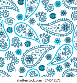 Paisley seamless pattern. Indian cucumber.  Oriental decorative ornament Vector.