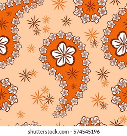 Paisley seamless pattern. Indian cucumber.  Oriental decorative ornament Vector.