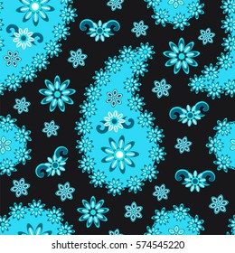 Paisley seamless pattern. Indian cucumber.  Oriental decorative ornament Vector.