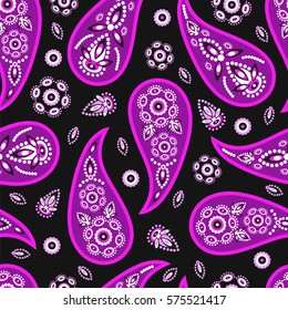 Paisley seamless pattern. Indian cucumber.  Oriental decorative ornament Vector.