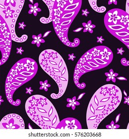 Paisley seamless pattern. Indian cucumber.  Oriental decorative ornament Vector.