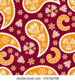 Paisley seamless pattern. Indian cucumber.  Oriental decorative ornament Vector.