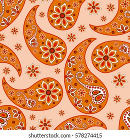 Paisley seamless pattern. Indian cucumber.  Oriental decorative ornament Vector.