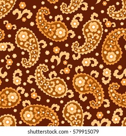 Paisley seamless pattern. Indian cucumber.  Oriental decorative ornament Vector.