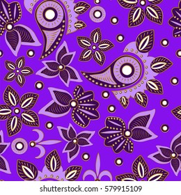 Paisley seamless pattern. Indian cucumber.  Oriental decorative ornament Vector.