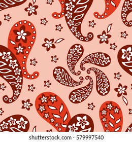Paisley seamless pattern. Indian cucumber.  Oriental decorative ornament Vector.