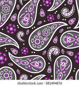 Paisley seamless pattern. Indian cucumber.  Oriental decorative ornament Vector.