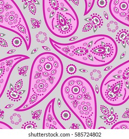 Paisley seamless pattern. Indian cucumber.  Oriental decorative ornament Vector.