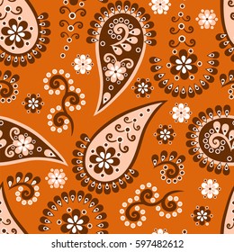 Paisley seamless pattern. Indian cucumber.  Oriental decorative ornament Vector.