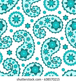 Paisley seamless pattern. Indian cucumber. Oriental decorative ornament