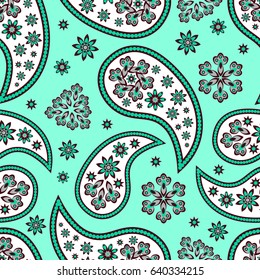 Paisley seamless pattern. Indian cucumber. Oriental decorative ornament