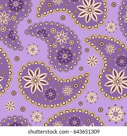 Paisley seamless pattern. Indian cucumber. Oriental decorative ornament
