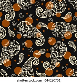 Paisley seamless pattern. Indian cucumber. Oriental decorative ornament