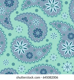 Paisley seamless pattern. Indian cucumber. Oriental decorative ornament