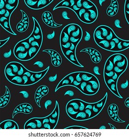  Paisley seamless pattern. Indian cucumber. Oriental decorative ornament