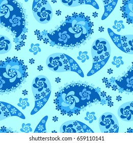  Paisley seamless pattern. Indian cucumber. Oriental decorative ornament