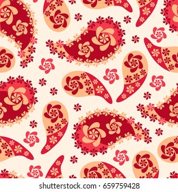  Paisley seamless pattern. Indian cucumber. Oriental decorative ornament