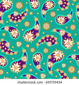  Paisley seamless pattern. Indian cucumber. Oriental decorative ornament