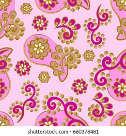  Paisley seamless pattern. Indian cucumber. Oriental decorative ornament