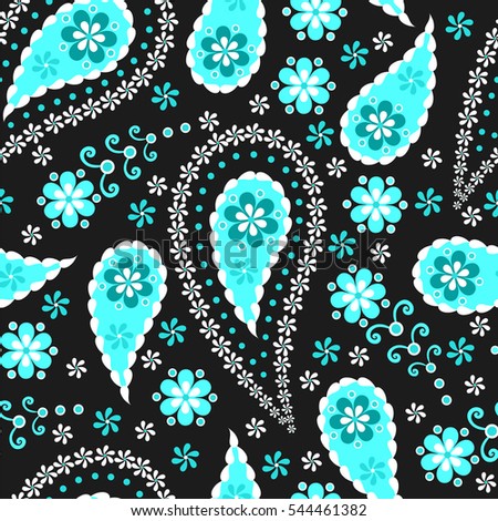 Paisley seamless pattern. Indian cucumber. Oriental decorative ornament