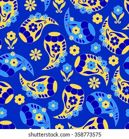 Paisley seamless pattern . Indian cucumber.Oriental decorative ornament
