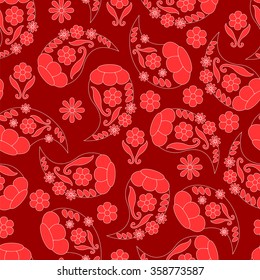 Paisley seamless pattern . Indian cucumber.Oriental decorative ornament