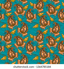Paisley seamless pattern in indian style, vector illustration