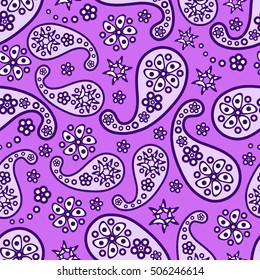 Paisley seamless pattern. Lilac