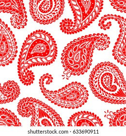 Paisley Seamless Pattern. Monochrome Orient Ornament in Vintage Style. Hand Drawn Zentangle Scanned and Traced to Vector. C-doodles