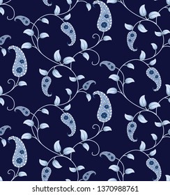 paisley seamless pattern on navy