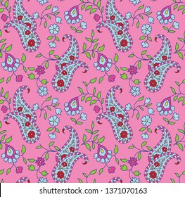 paisley seamless pattern on pink