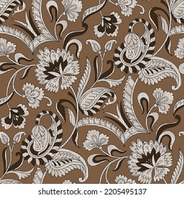 paisley seamless pattern on tooth check background