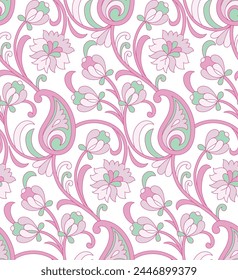 paisley seamless pattern on white background