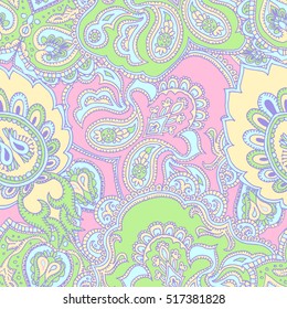 Paisley. Seamless pattern. Oriental traditional pattern.A template for a print fabric, wrapping paper, textiles.Limited Palette.