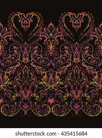 Paisley seamless pattern, ornamental indian border, decorative motif. For wrapping, wallpaper, fabric, textile