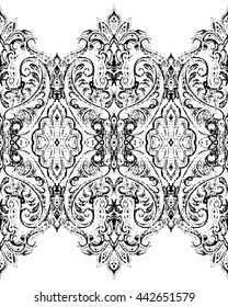 Paisley seamless pattern, ornamental indian border, decorative motif. For wrapping, wallpaper, fabric, textile