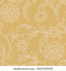 paisley seamless pattern out line vector background