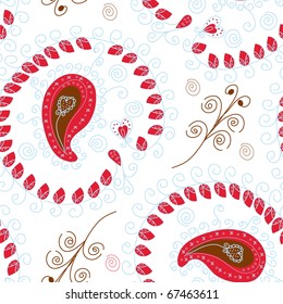 Paisley seamless pattern in red colors