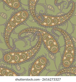 Paisley Seamless pattern traditional Asian design. Vector pattern for textile design and fabrics, fashionable and delicate