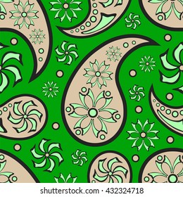 Paisley seamless pattern. Traditional Indian ornament. Vector illustration.