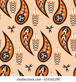 Paisley seamless pattern, vector