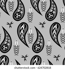 Paisley seamless pattern, vector illustration