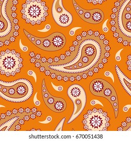 Paisley seamless pattern, vector illustration