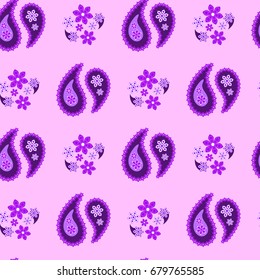  Paisley seamless pattern, vector illustration