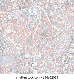 Paisley seamless pattern. Vector illustration in asian textile style