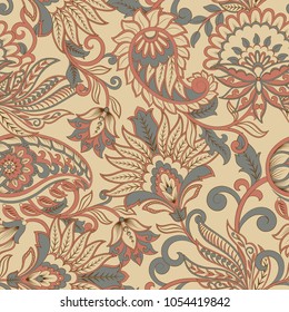 Paisley seamless pattern. Vintage background in batik style