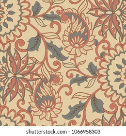 Paisley seamless pattern. Vintage background in batik style