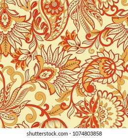 Paisley seamless pattern. Vintage background in batik style