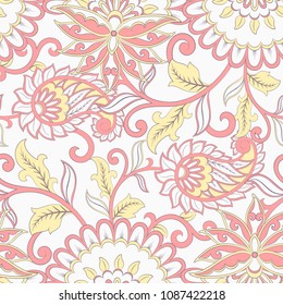 Paisley seamless pattern. Vintage background in batik style