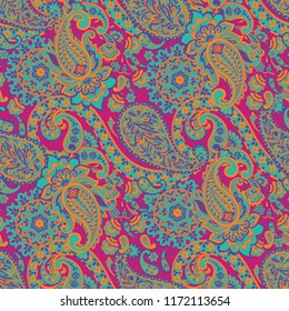 Paisley seamless pattern. Vintage background in batik style